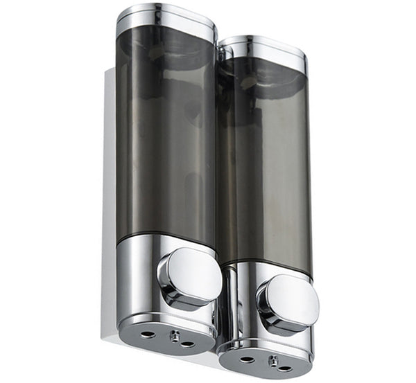 Wall Mount Double Bottles Soap Dispenser (600ml)(Silver)
