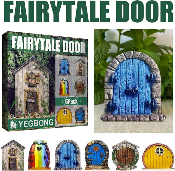 Set of 6Pcs Miniature Fairy Door for Tree Outdoor Garden Decor