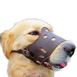 Adjustable Leather Dog Muzzle (Size Large)
