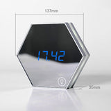 Alarm Clock Makeup Mirror (Silver)