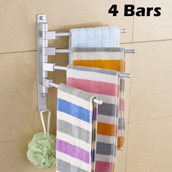 Wall Mounted Towel Swivel Bars Rack Rail (4 Bars)