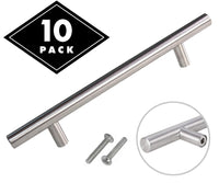 Stainless Steel Door Cabinet Handle (Silver)(10 Pack)