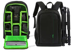 Camera Backpack Camera Bag (Black + Green)