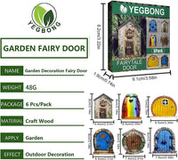 Set of 6Pcs Miniature Fairy Door for Tree Outdoor Garden Decor