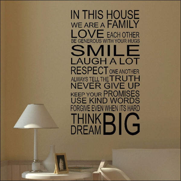 Wall Decal - HOUSE RULE FAMILY LOVE SMILE