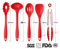 Kitchen Silicone Utensil Set 10PCs (Red)
