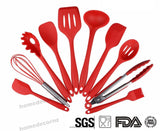 Kitchen Silicone Utensil Set 10PCs (Red)