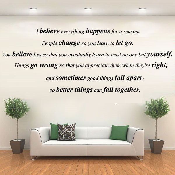Wall Decal - Everything Happens For A Reason