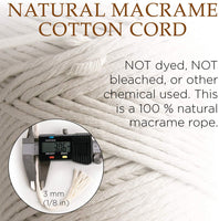 100% Natural Macrame Cotton Cord (3mm x 100M)(White)