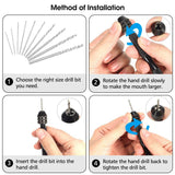 Hand Twist Drill Mini Hand Drill (10 Drill Bits)(Black)