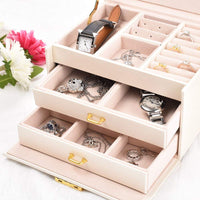 Professional Three Level Jewellery Box (Cream White)
