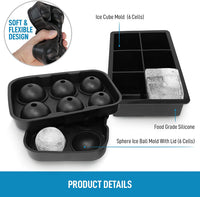 Silicone Ice Ball Maker & Ice Cube Mold Tray