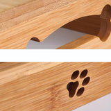 Stainless Steel Double Bowl with Bamboo Stand for Dog Cat Pet