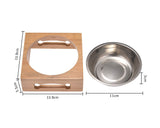 Stainless Steel Single Bowl with Bamboo Stand for Small Dog Cat Pet
