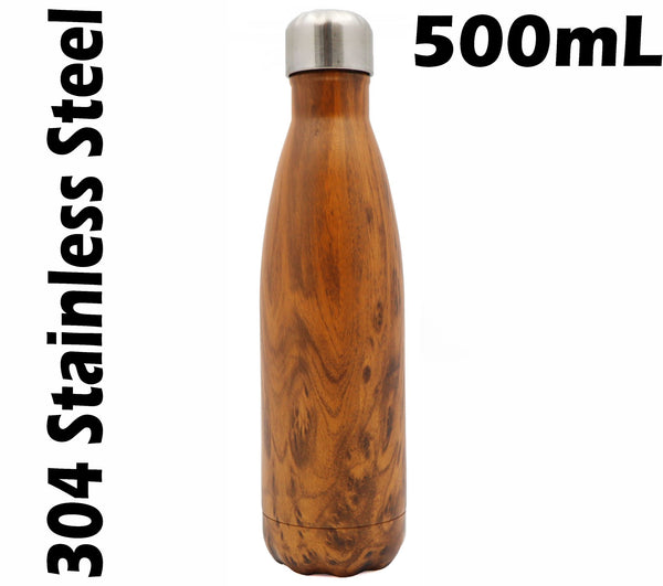Stainless Steel Thermo Water Bottle (500mL)(Wood)