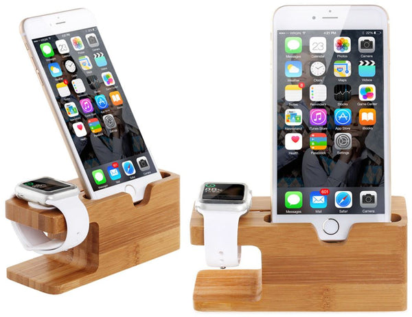Bamboo Apple Watch iPhone Stand Dock Station